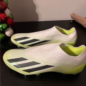 Adidas White and Neon Yellow Cleats